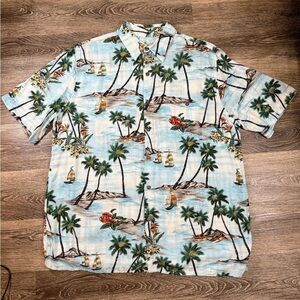 Batik Bay Shirt Men's SzL Hawaiian Button Up Casual Short Sleeve Nautical Surfer